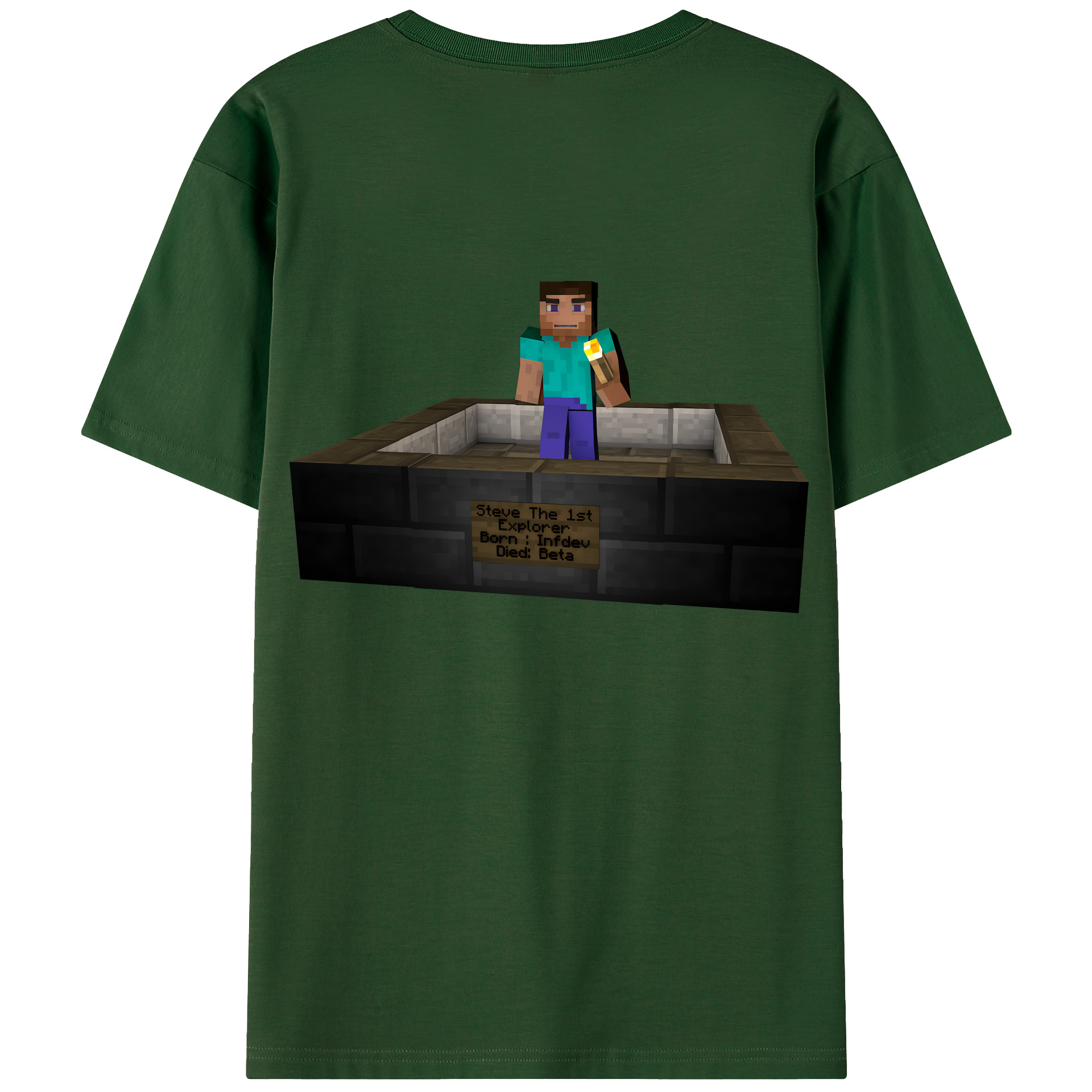 （画像用） マインクラフト ブロックの世界 Minecraft MC Block world 綿100％半袖Tシャツ（背面プリント）